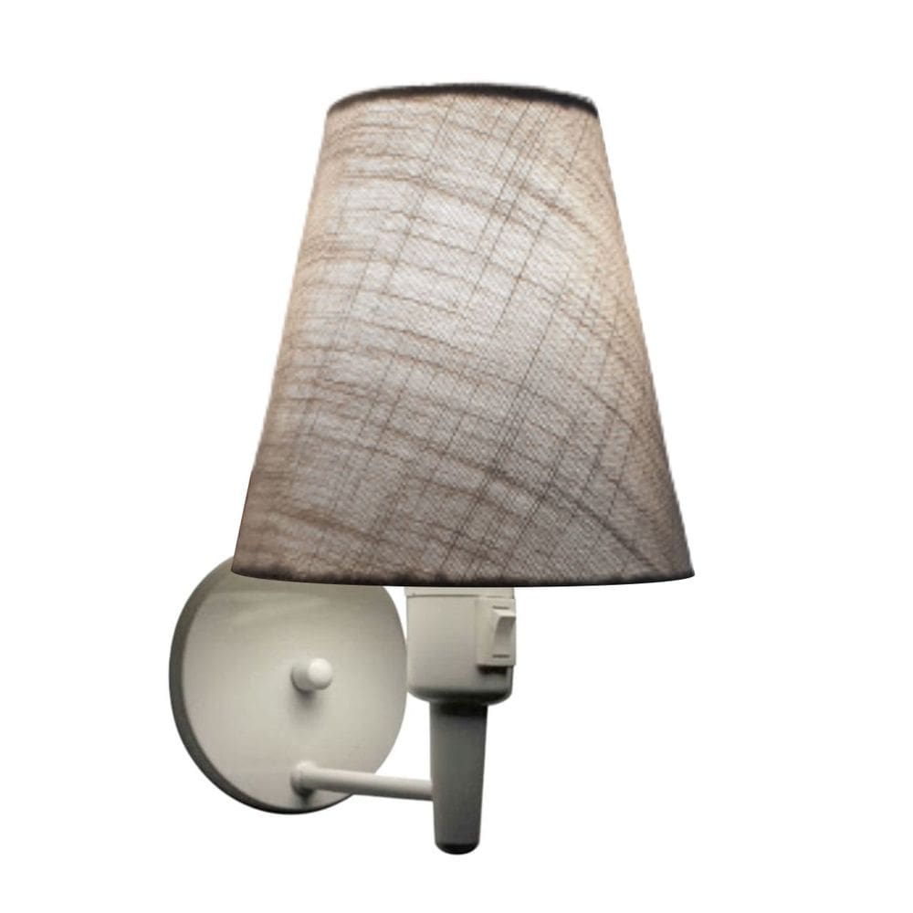Arandela Cone Vivare Md-2032 Base Alumínio Branco Com Interruptor Cúpula em Tecido - Bivolt