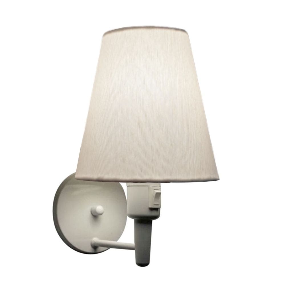 Arandela Cone Vivare Md-2032 Base Alumínio Branco Com Interruptor Cúpula em Tecido - Bivolt