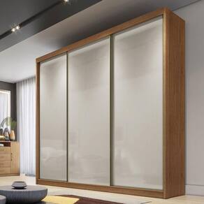 Guarda Roupa Casal Ambiente Logan 3 Portas 4 Gavetas Cumaru 25 Fendi - Novo Horizonte