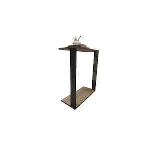 Mesinha Lateral Para Sofá Estilo Industrial 100% MDF Mesa Apoio Mesa Auxiliar Sofá Preto E Amadeirado Escuro