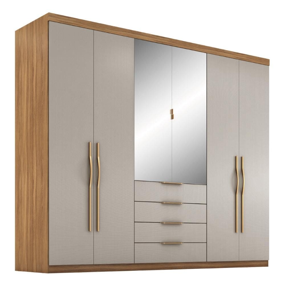 Guarda Roupa Giardino Casal Quarto com 6 Portas e 4 Gavetas