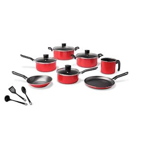 Jogo de Panelas Salt Vermelho Antiaderente Pro Flon 10 Peças - Brinox 7001/434