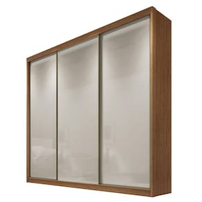 Guarda Roupa Casal Logan 3 Portas 4 Gavetas Cumaru 25 Fendi com Nicho - Novo Horizonte