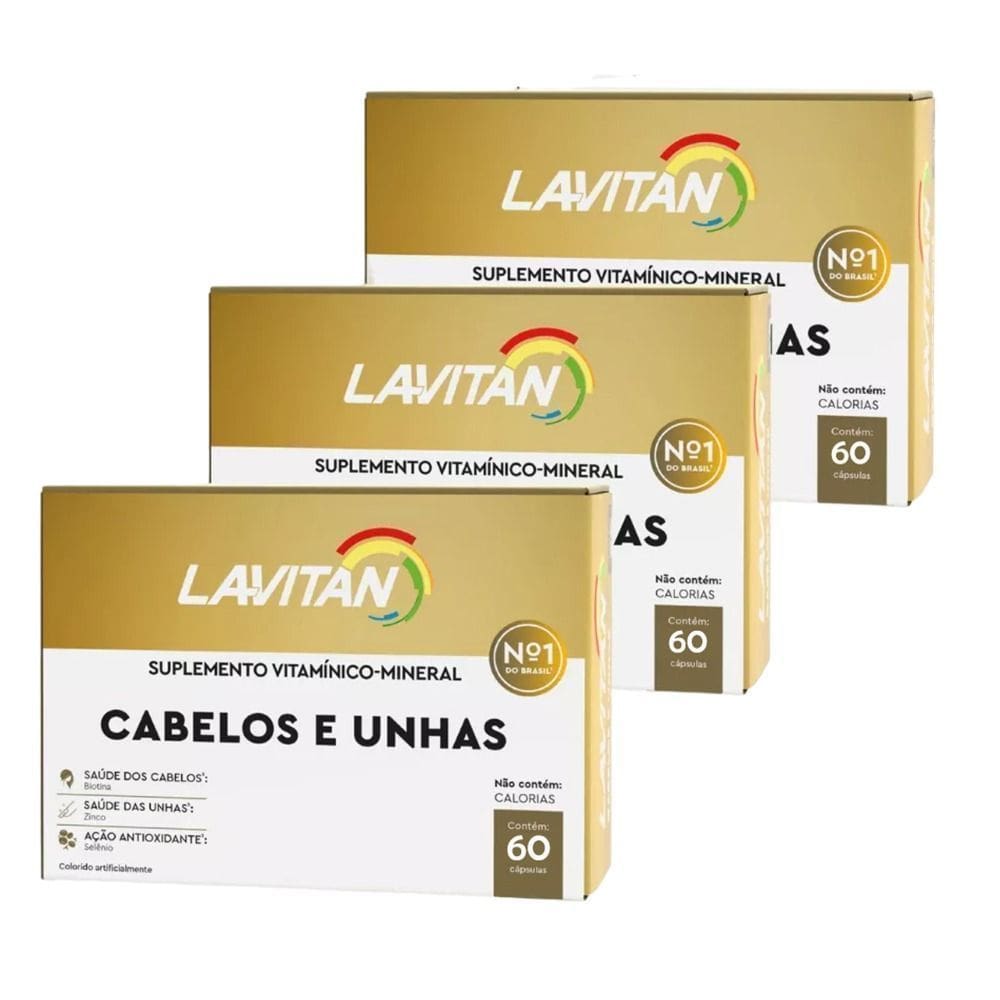 Kit 3 Cabelos e Unhas 60 cápsulas