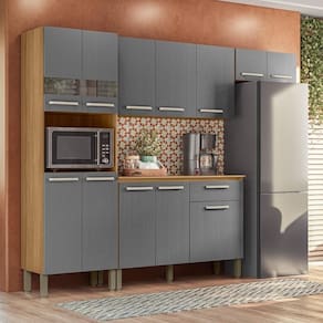 Armário de Cozinha Completa MDF 12 Portas com Balcão Versalhes Plus