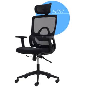 Cadeira De Escritório Lombar C/ Ajustes Ergonômica Preta Nr17
