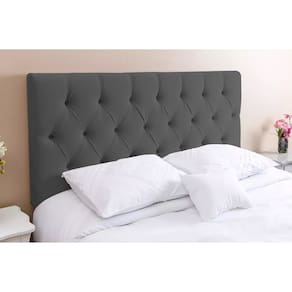 Cabeceira Queen 158 - Bello Box - Estilo Capitonê Suede Cinza Sem Strass