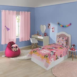 Jogo de Lençol Personagens Minnie Solteiro Lepper 2 Peças Microfibra Rosa