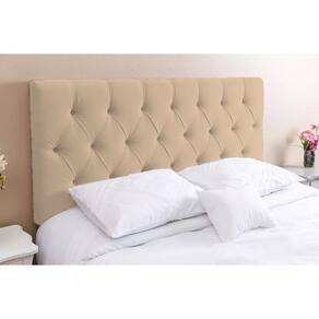 Cabeceira Queen 158 - Bello Box - Estilo Capitonê Suede Bege Sem Strass