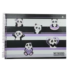 Caderno Espiral Cartografia e Desenho Capa Dura Ursinho Panda My Friend 60 Folhas Animativa