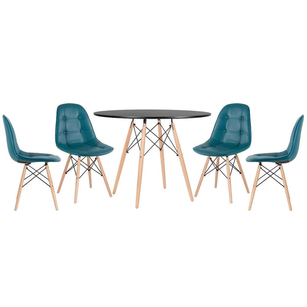 KIT - Mesa Eames 100 cm + 4 cadeiras Botonê