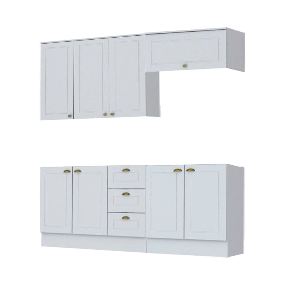 Cozinha Modulada Cooktop 4 Peças 8 Portas 3 Gavetas Com Tampo Henn Americana