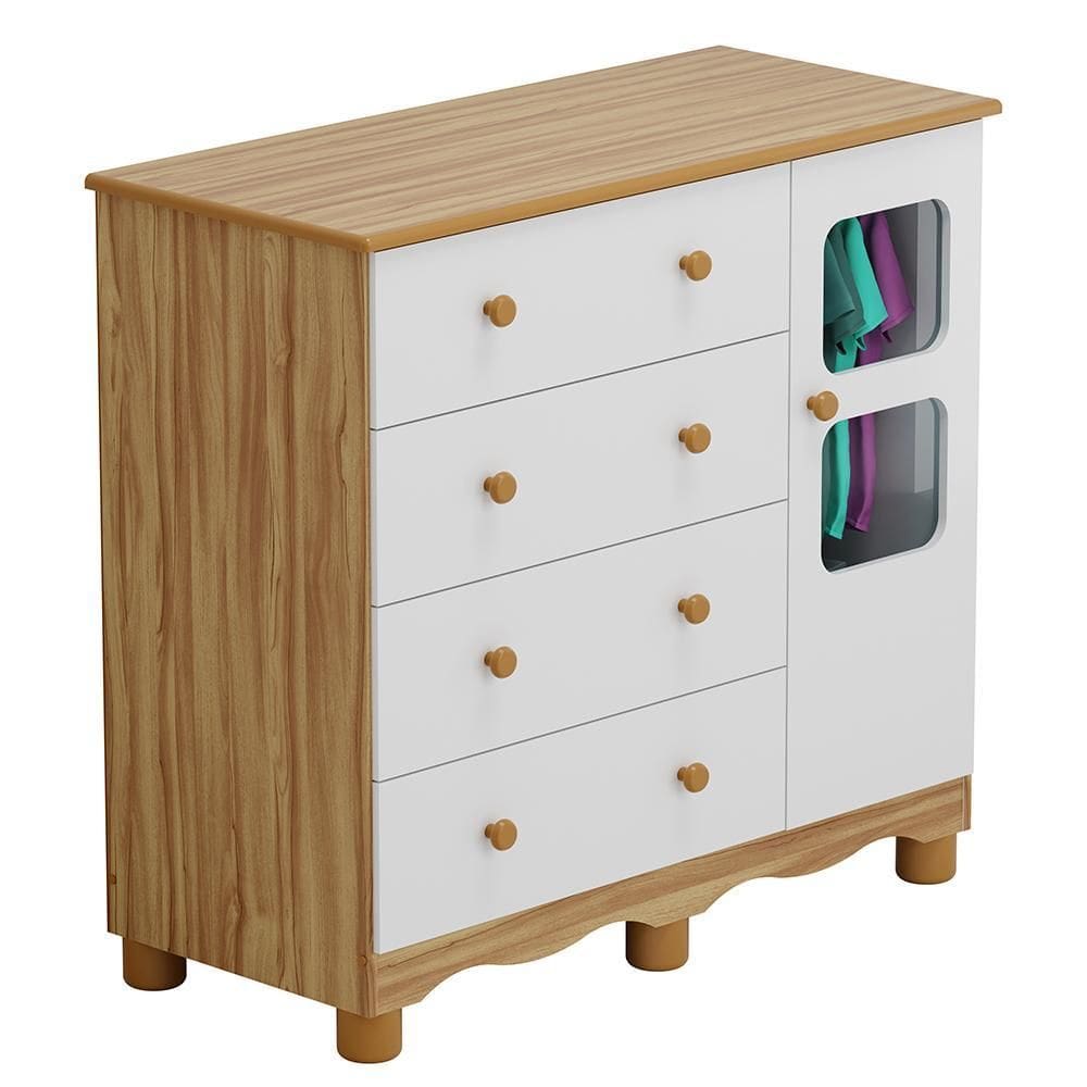 Cômoda Infantil Uli New 1 Porta e 4 Gavetas - Móveis Peroba