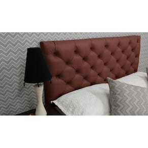 Cabeceira Queen 158 - Bello Box - Estilo Capitonê Tecido Sintético Marrom Sem Strass