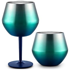Taça Copo Termico 2 em 1 Inox Drink Vinho Cocktail Conserva Bebida Festa Evento Praia Piscina Moderno Resistente