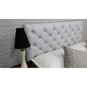 Cabeceira Queen 158 - Bello Box - Estilo Capitonê Tecido Sintético Branco Sem Strass