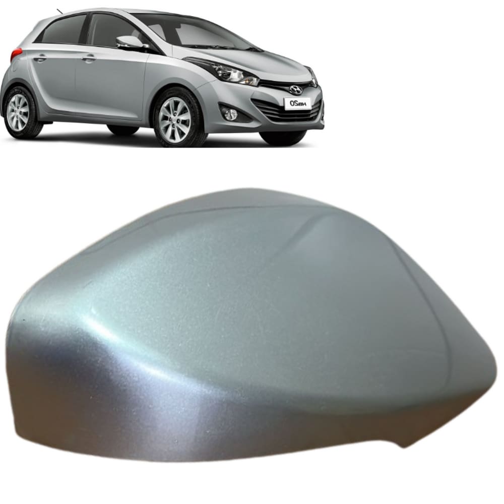 Capa Retrovisor Hb20 2012 A 2019 Com Furo Prata Metal Direito