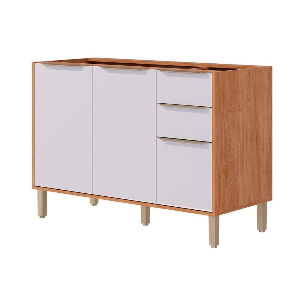Balcão de Cozinha Esplêndida c/ 3 Portas e 2 Gavetas s/Tampo 120cm Cinamomo/Off White - MGM