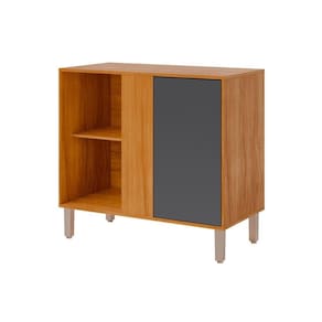 Balcão de Cozinha Modulado c/ Tampo Divina de Canto c/ 1 Porta 92cm Cinamomo/Titanium - MGM