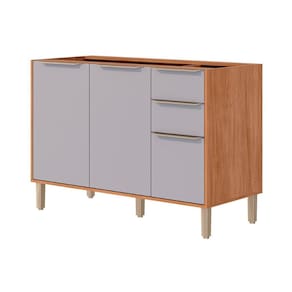 Balcão de Cozinha Esplêndida c/ 3 Portas e 2 Gavetas s/Tampo 120cm Cinamomo/Platina - MGM