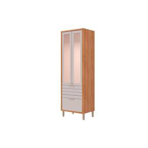 Paneleiro de Cozinha Cristaleira Eloise c/ 3 Portas (2 c/ Vidro Reflecta e 1 Basculante) e 1 Gaveta 70cm Cinamomo/Off White - MGM