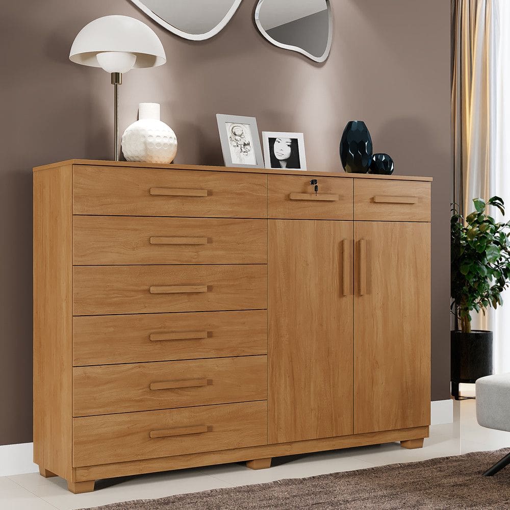 Cômoda 8 Gavetas 2 Portas com Pés New Triunfo Benetil