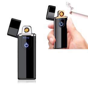 Isqueiro Slim Eletrico Recarregavel Usb Acendedor Eletronico Com Led Touch Resistente Ao Vento Anti Chama Profissional