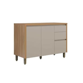 Balcão de Cozinha Modulado c/ Tampo Allure c/ 2 Portas e 3 Gavetas 120cm Jequitiba/Gris Fosco - Linea Brasil