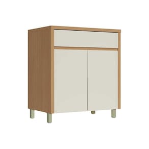 Cozinha Modulada Nesher Condessa Balcão c/ Tampo Condessa c/ 2 Portas e 1 Gaveta 80cm Carvalho/Cinza - Nesher