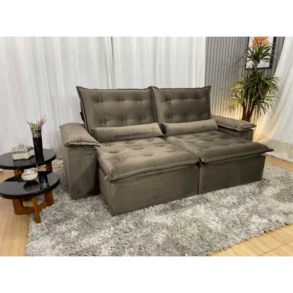 Sofá Retrátil Reclinável 2,30 m Marrom 500 Tijuca Plus