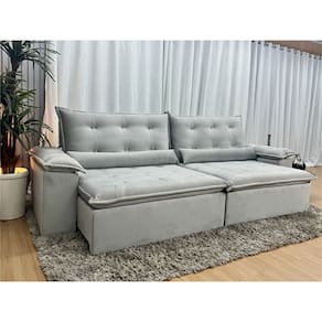 Sofá Retrátil Reclinável 1,60 m Cinza Prata 710 Tijuca Plus