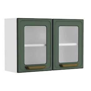 Armário Aéreo p/ Cozinha Bella c/ 2 Portas c/ Vidro 80cm Verde - Bertolini
