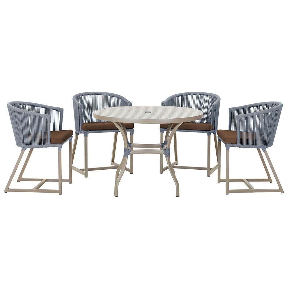 Mesa Com 4 Cadeiras E Noronha Estofado 9 Trama autêntico Prata