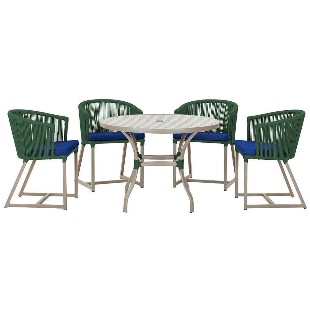 Mesa Com 4 Cadeiras E Noronha Estofado 10 Trama autêntico Verde