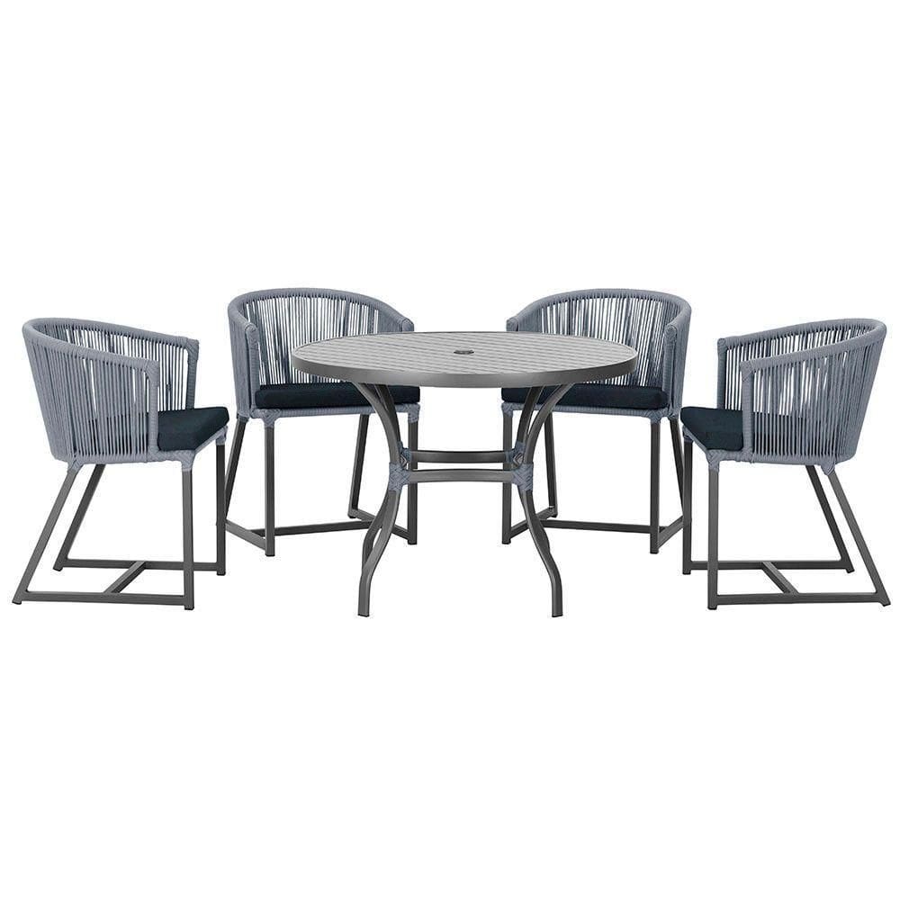 Mesa Com 4 Cadeiras E Noronha Estofado 12 Trama autêntico Prata