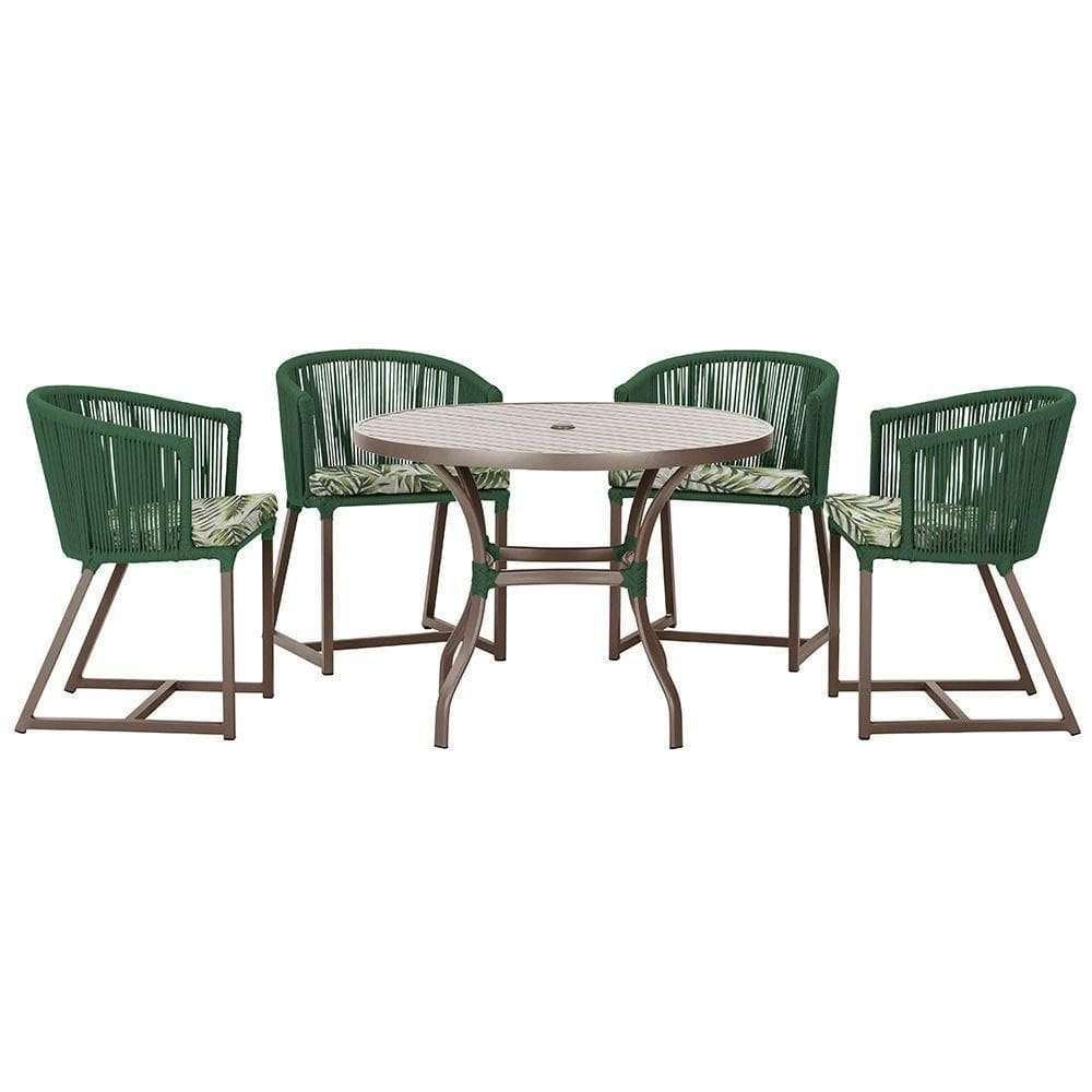 Mesa Com 4 Cadeiras E Noronha Estofado 5 Trama autêntico Verde