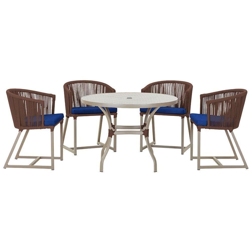 Mesa Com 4 Cadeiras E Noronha Estofado 10 Trama autêntico Marrom