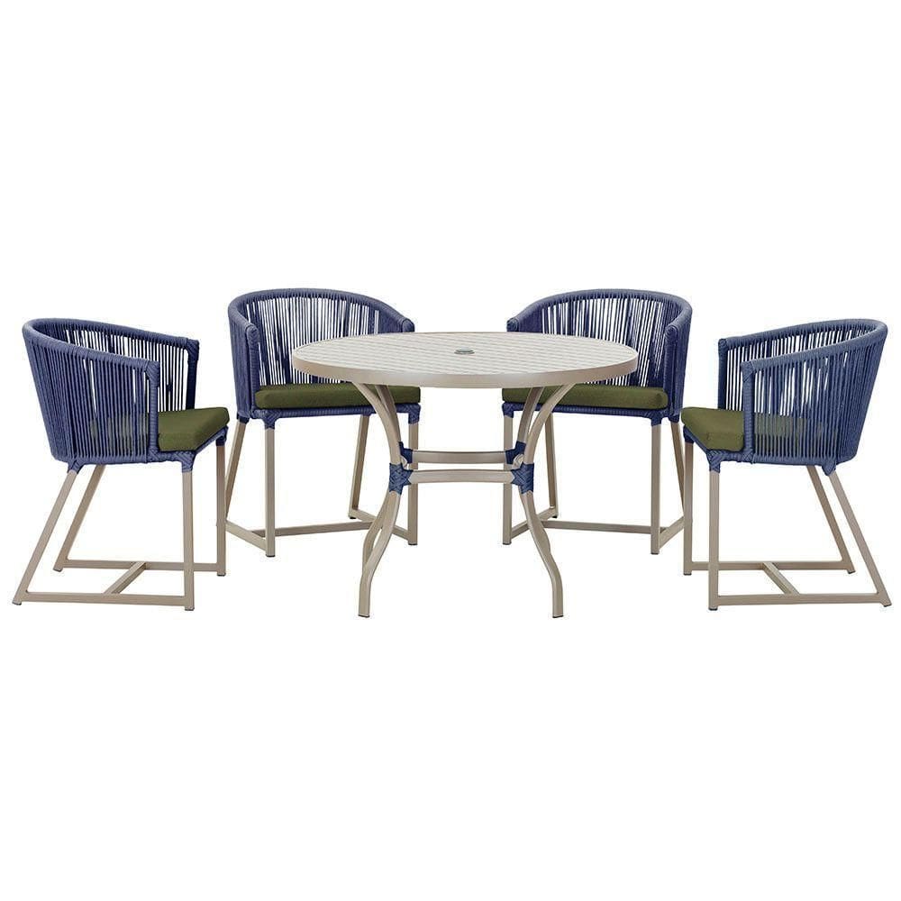 Mesa Com 4 Cadeiras E Noronha Estofado 13 Trama autêntico Azul