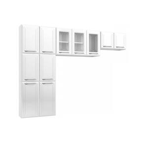 Kit de Cozinha Compacta Topazio c/ 11 Portas ( 3 c/ Vidro ) Branco - Telasul
