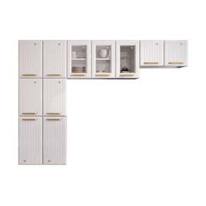 Kit de Cozinha Compacta Diamante New c/ 11 Portas ( 3 c/ Vidro ) Branco - Telasul