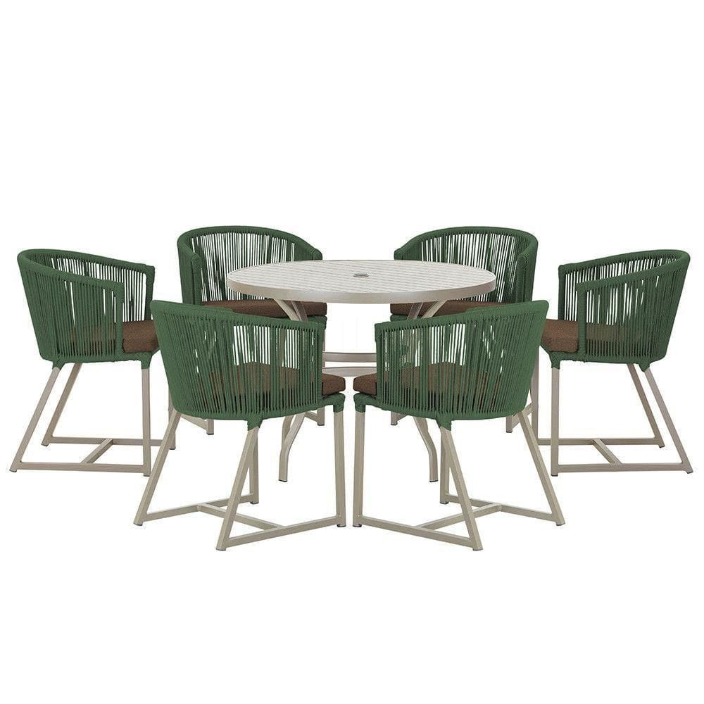 Mesa E 6 Cadeiras De Jantar Noronha Fendi E9 Trama autêntico Verde