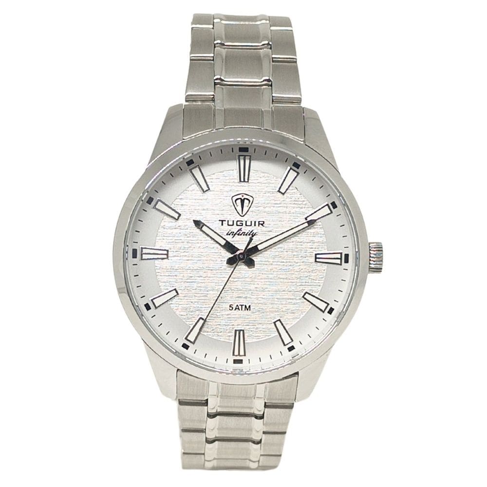 Relógio Masculino de Aço Tuguir Analógico 23-2229 Prata e Branco