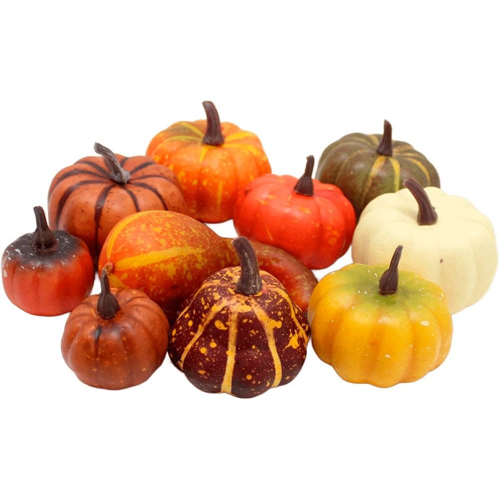 Kit Decoração Legumes Abóboras Artificiais Isopor Com 10pçs