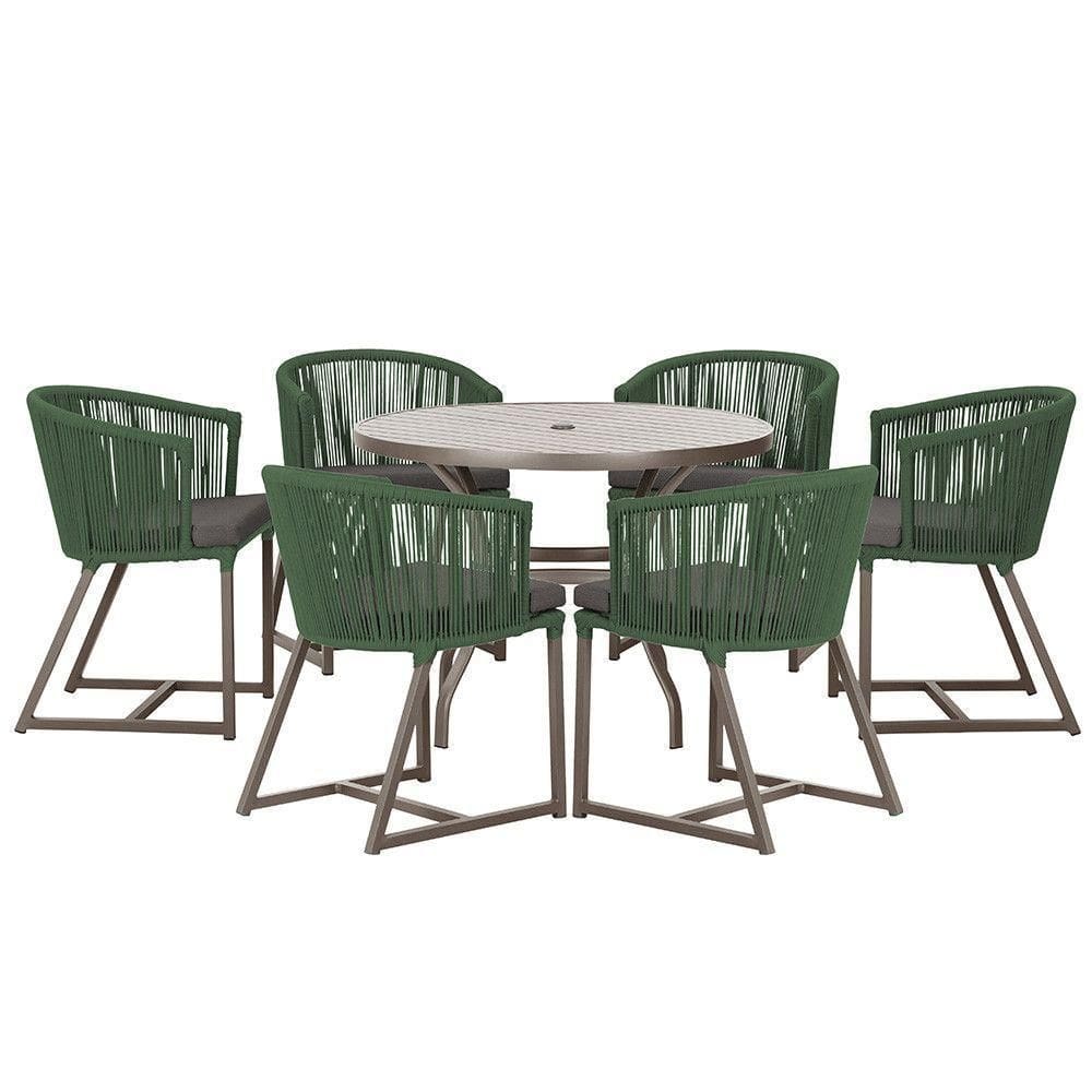 Mesa Com 6 Cadeiras Jantar Noronha Marrom E11 Trama autêntico Verde