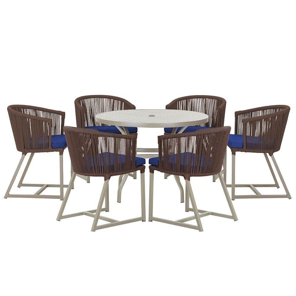 Mesa E 6 Cadeiras De Jantar Noronha Fendi E10 Trama autêntico Marrom