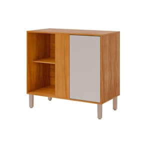 Módulo Cozinha MGM Divina Balcão c/ Tampo de Canto c/ 1 Porta 92cm Cinamomo/Off White-MGM
