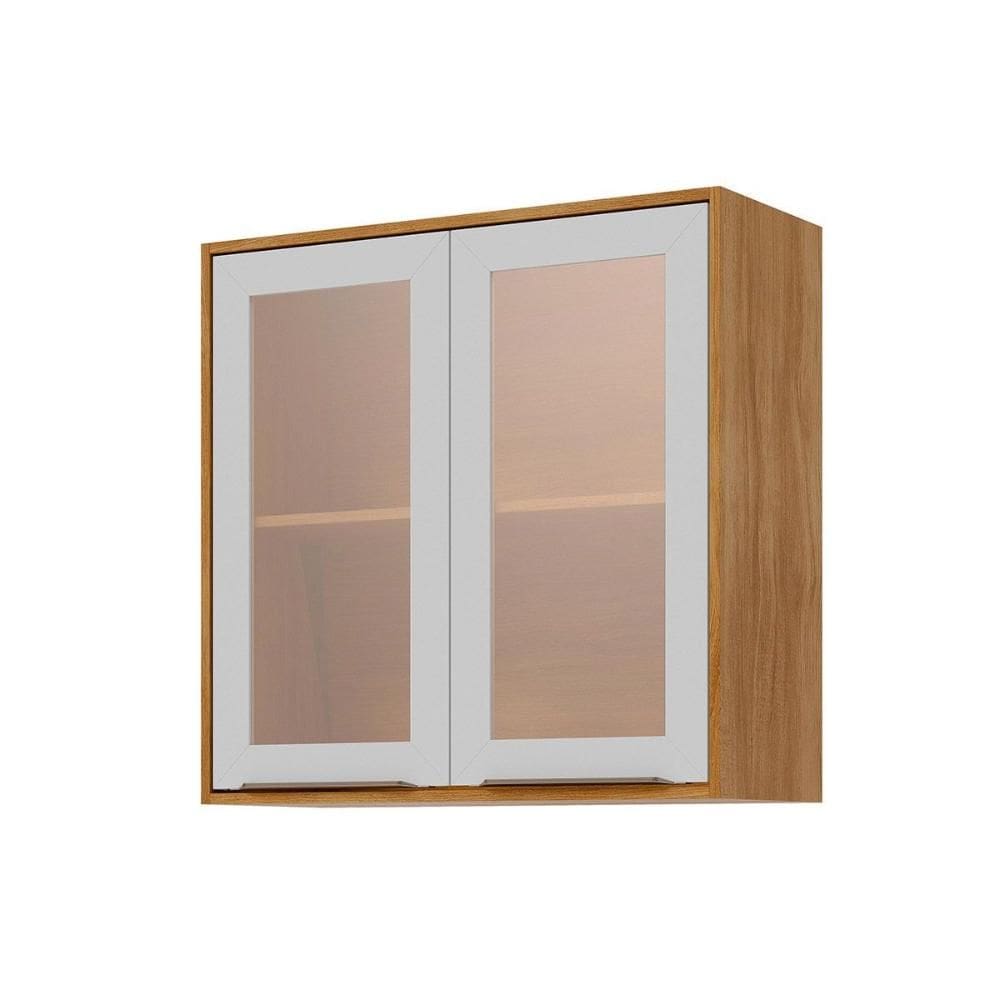 Armário Aéreo p/ Cozinha Brilhante c/ 2 Portas 80cm Cinamomo/Branco - MGM