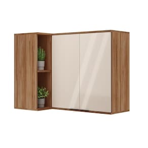 Armário Aéreo Cozinha Modulado Alpha 2505 Canto Reto c/ 2 Portas 94cm Freijo/Off White - Carraro