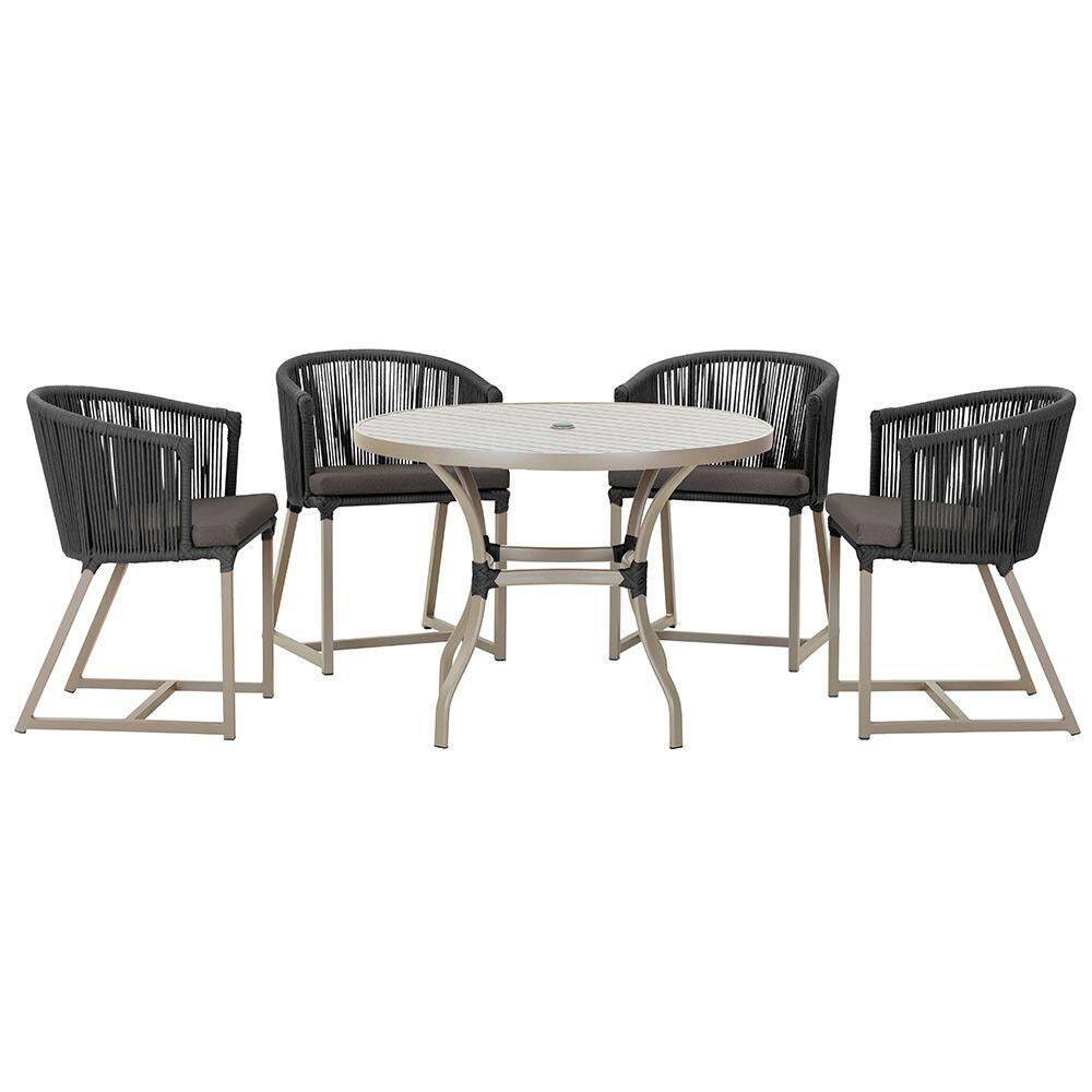 Mesa Com 4 Cadeiras E Noronha Estofado 11 Trama autêntico Preto