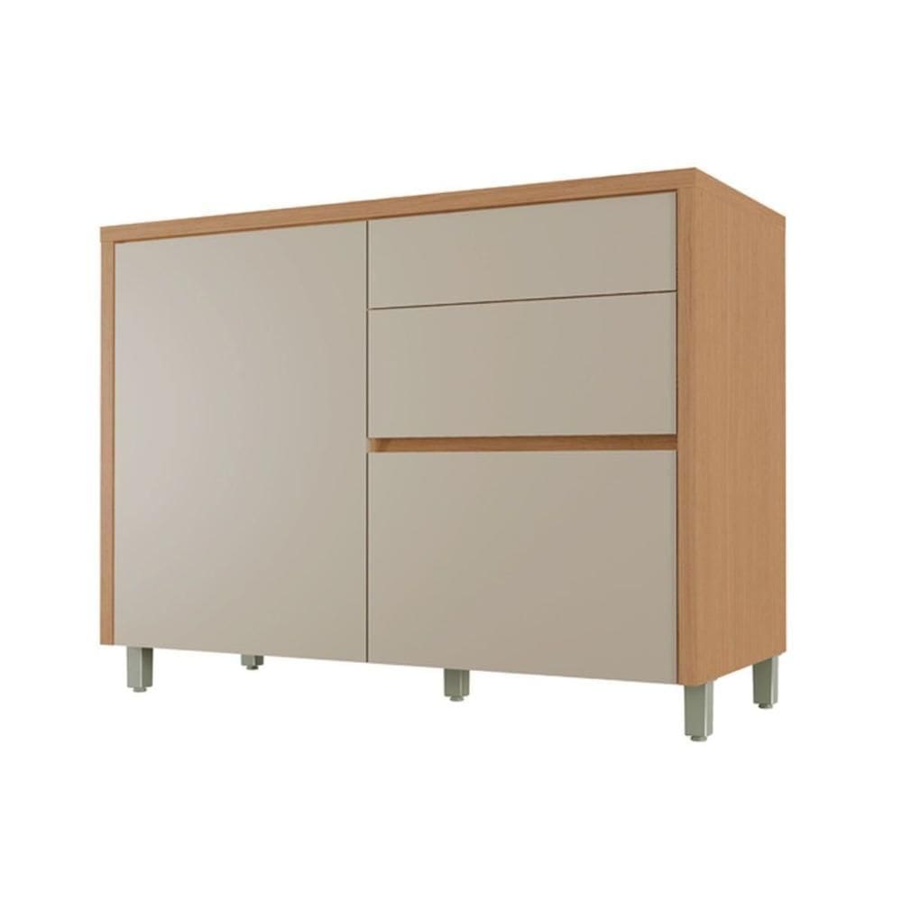 Balcão de Cozinha c/ Tampo Condessa c/ 1 Porta e 3 Gavetas 120cm Carvalho/Greice - Nesher